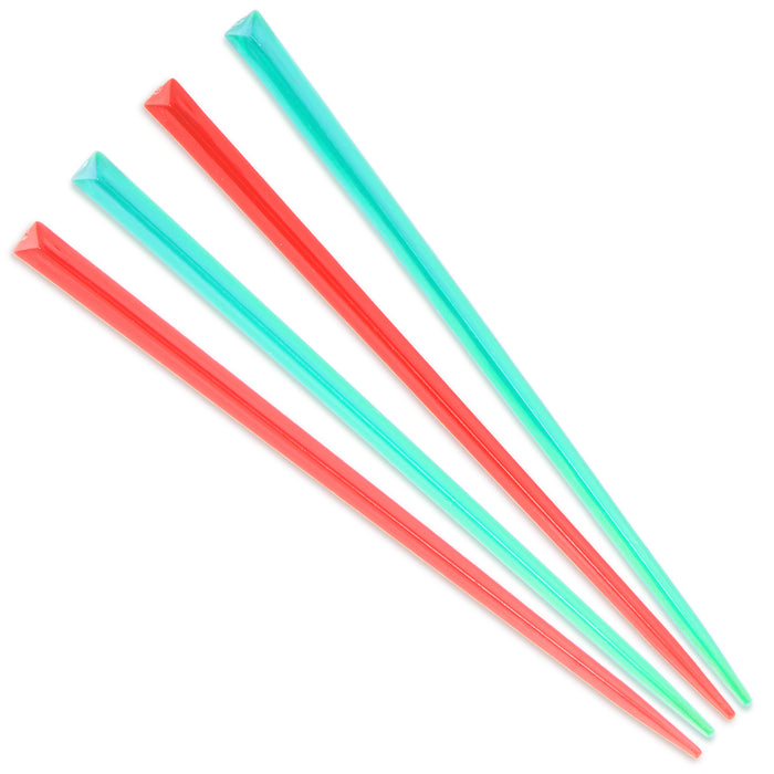bamboomn Coral Red & Teal Prism Plastic Food Picks