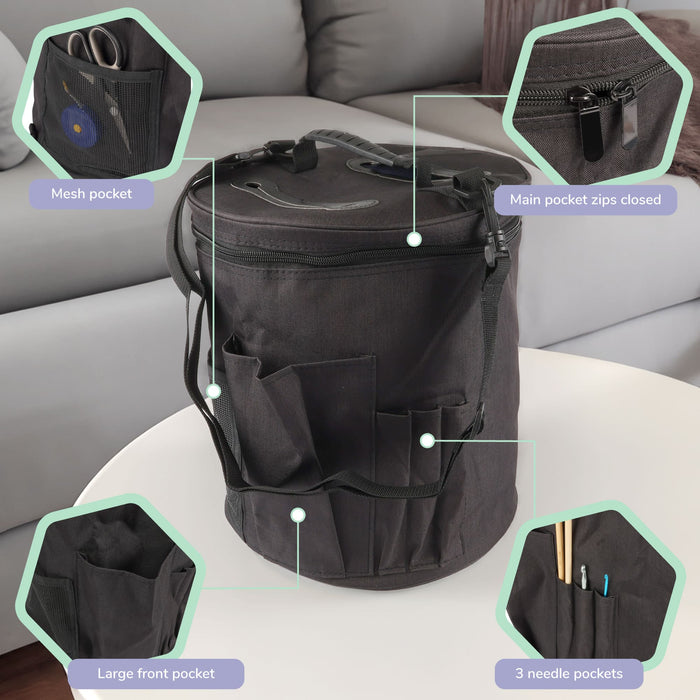 Bamboomn Cylindrical Fabric Yarn Storage Tote