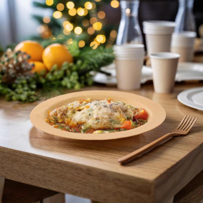 Bamboomn Disposable Round Bamboo Veneer Plates