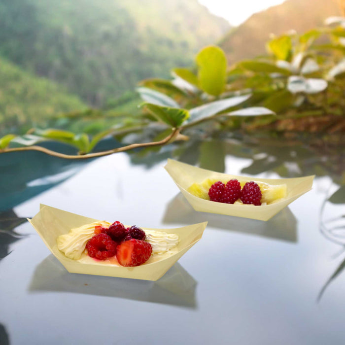 Bamboomn Disposable Wood Boat Food Trays