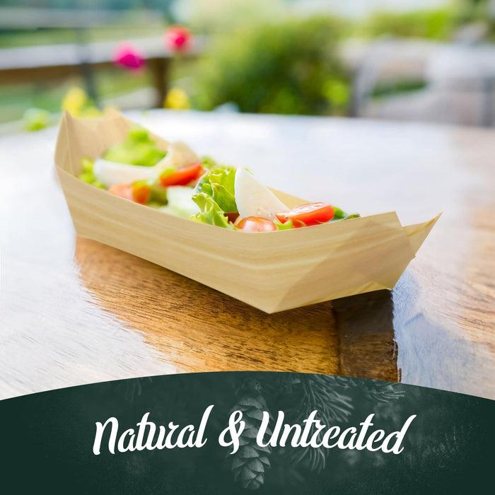 Bamboomn Disposable Wood Boat Food Trays