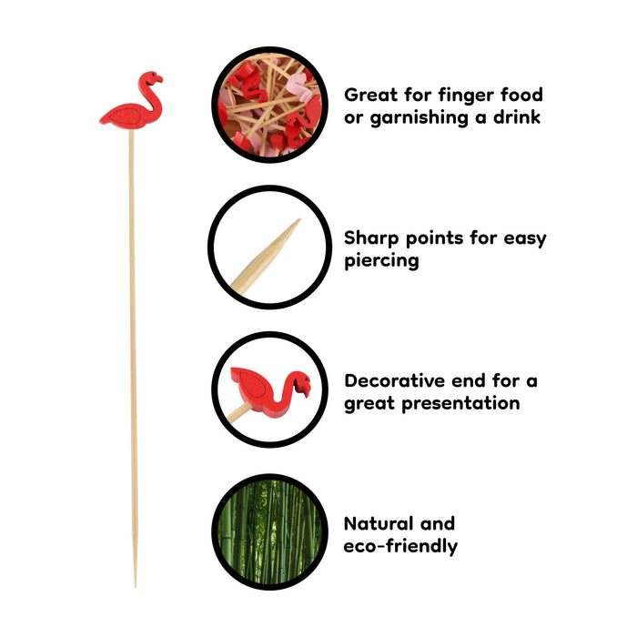 Bamboomn Flamingo Bamboo Food Picks