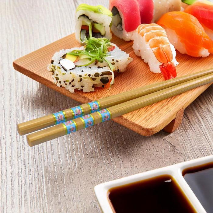 Bamboomn Floral Print With Gold Stripes Chopsticks