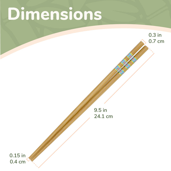 Bamboomn Floral Print With Gold Stripes Chopsticks