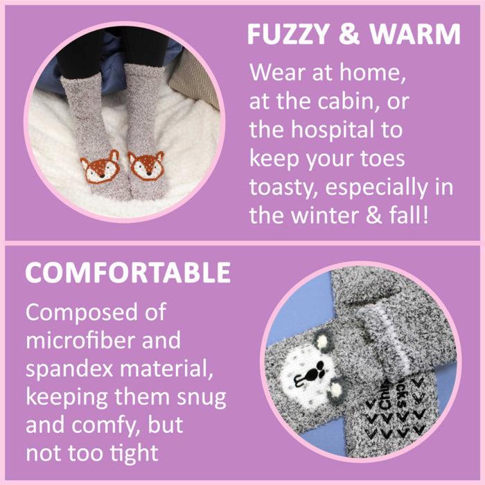 Bamboomn Fuzzy Animal Non-Slip Fuzzy Crew Socks