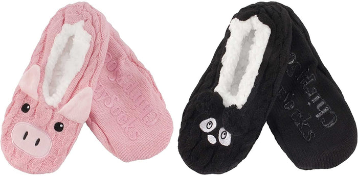 Bamboomn Fuzzy Animal Slippers: 2 Pairs