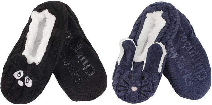 Bamboomn Fuzzy Animal Slippers: 2 Pairs