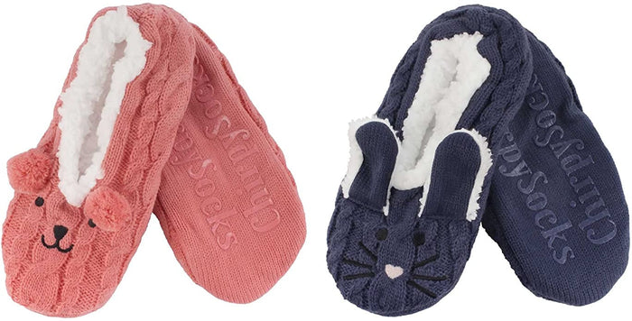 Bamboomn Fuzzy Animal Slippers: 2 Pairs
