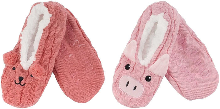 bamboomn Fuzzy Animal Slippers: 2 Pairs