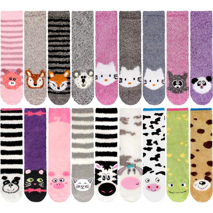 bamboomn Fuzzy Animal Socks - 6 Pairs Assortments