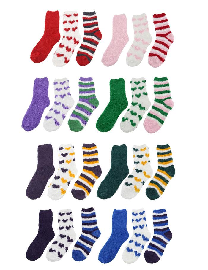 bamboomn Fuzzy Heart/Stripe/Solid Sock Assortments