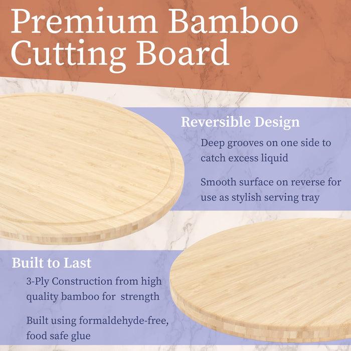 Bamboomn Grooved Oval Bamboo Cutting Board
