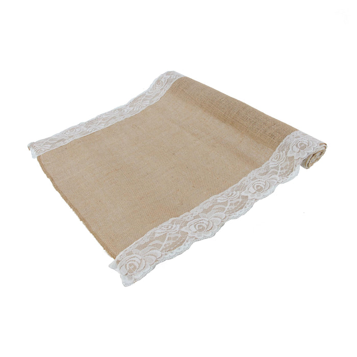 Bamboomn Lace Trim Burlap Table Runners