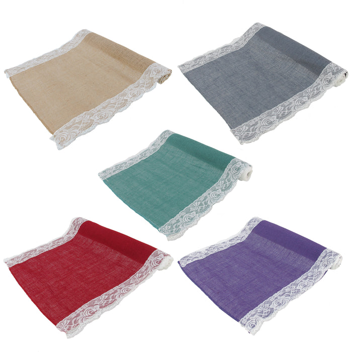 bamboomn Lace Trim Burlap Table Runners