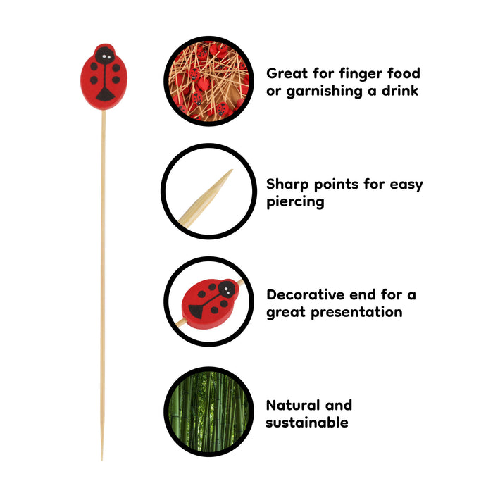 Bamboomn Lady Bug Bamboo Food Picks