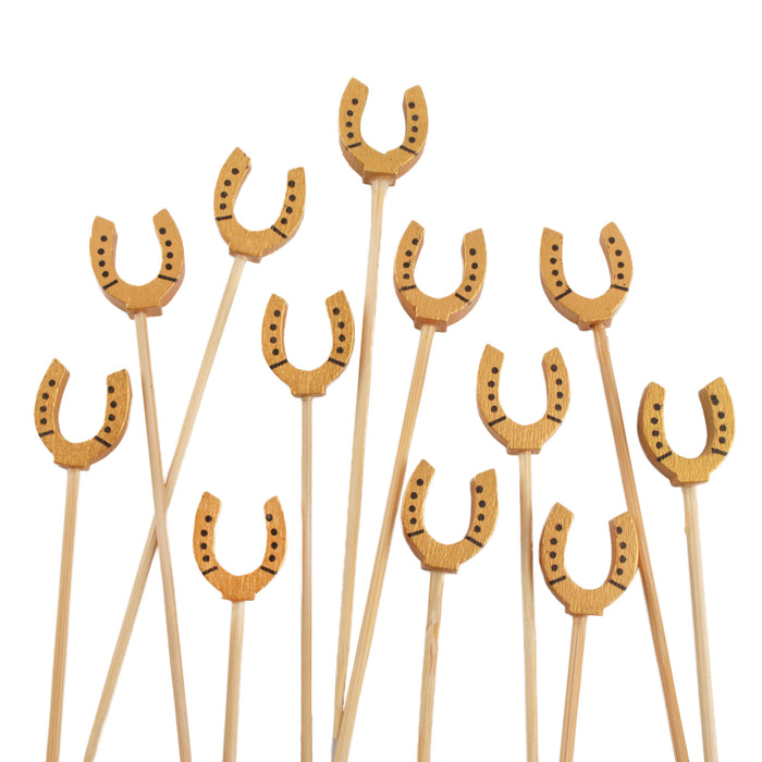bamboomn Lucky Golden Horseshoe Bamboo Food Picks
