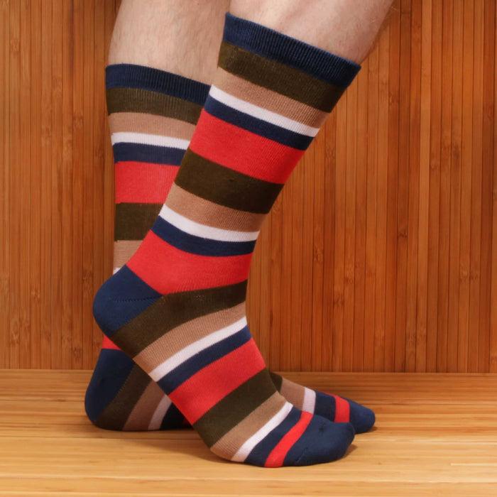 Bamboomn Men's Bamboo Fiber Stripe Socks: 6 Pairs