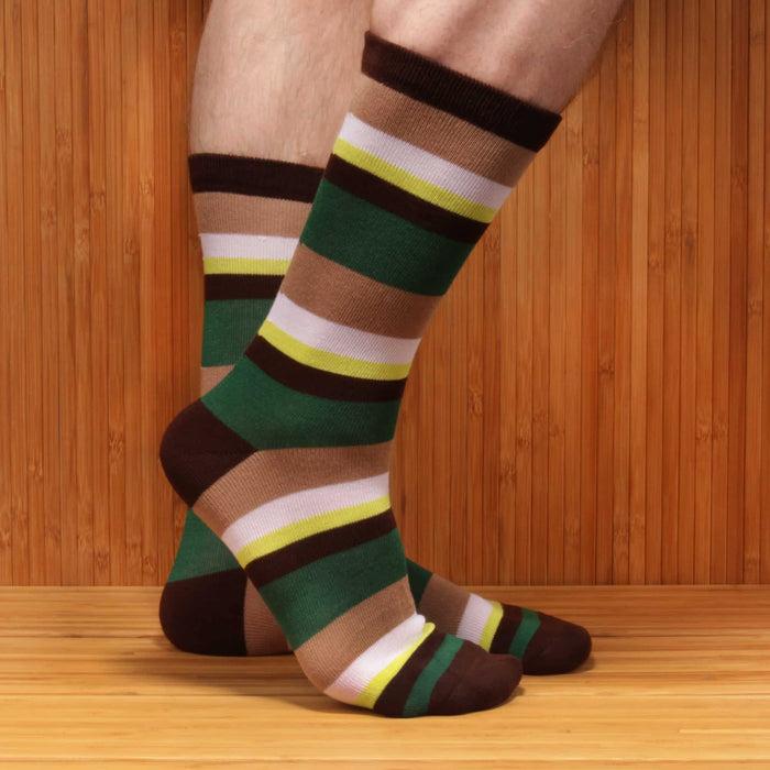 Bamboomn Men's Bamboo Fiber Stripe Socks: 6 Pairs
