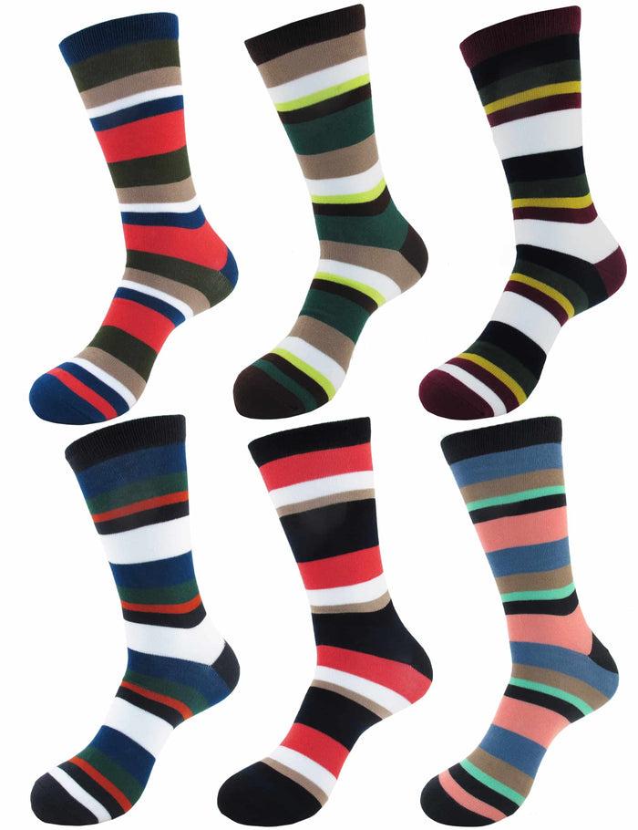 bamboomn Men's Bamboo Fiber Stripe Socks: 6 Pairs