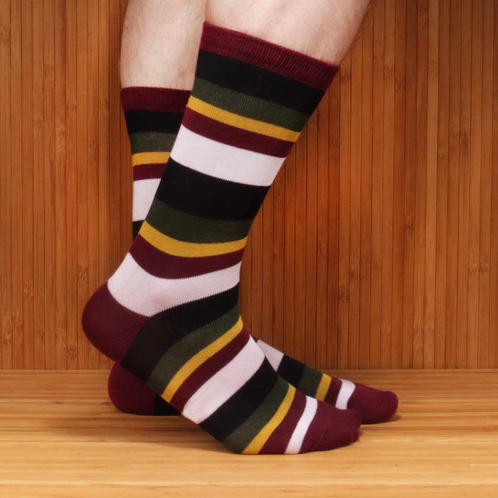 Bamboomn Men's Bamboo Stripe Socks: 3 Pairs