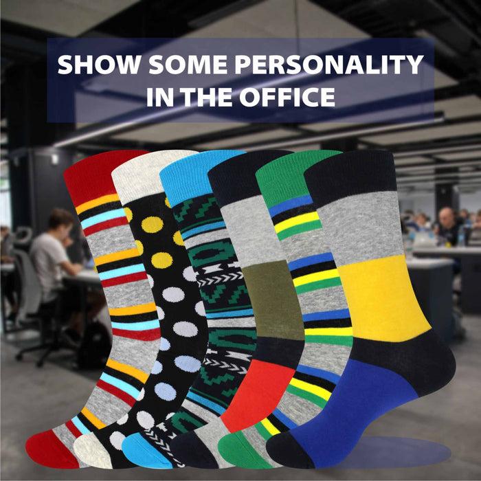 Bamboomn Men's Cotton Colorful Dress Socks