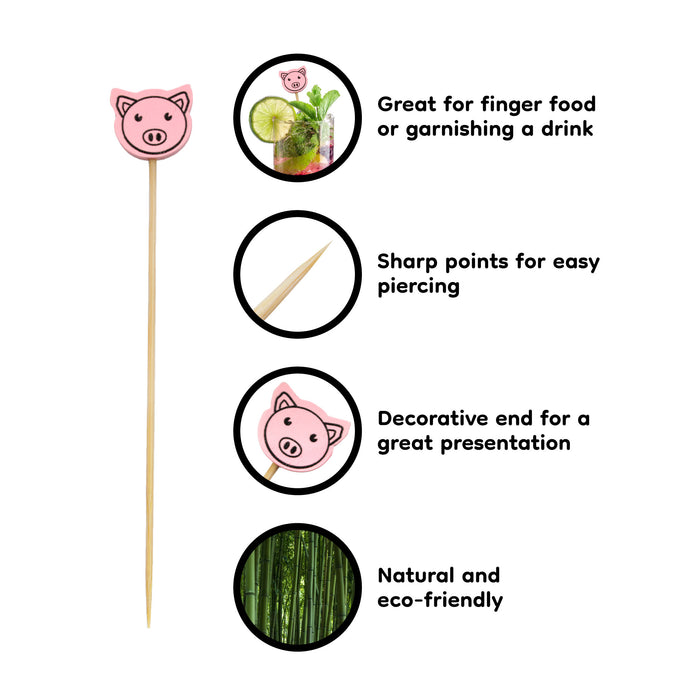 Bamboomn Pink Pig Bamboo Food Picks