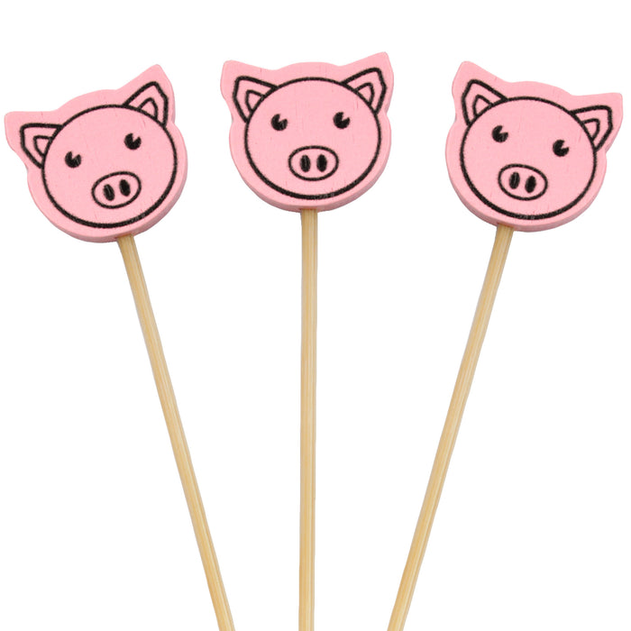 bamboomn Pink Pig Bamboo Food Picks