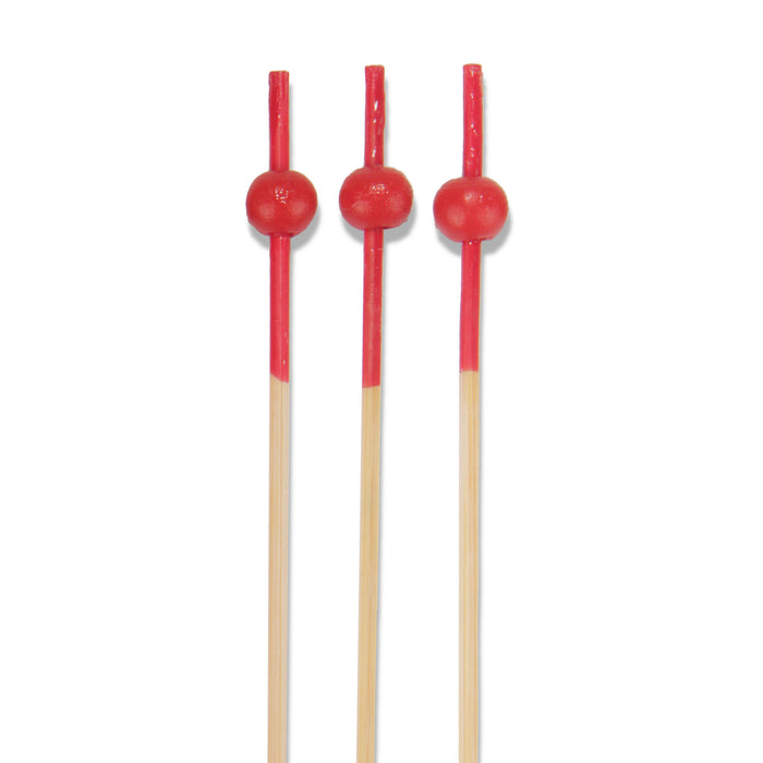 bamboomn Red-Dipped Ball Bamboo Food Picks
