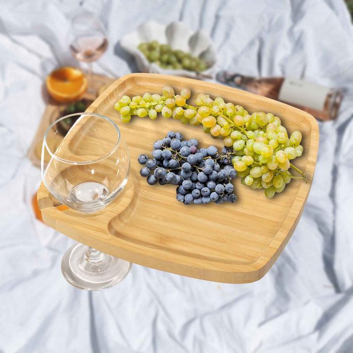Bamboomn Reusable Bamboo Wine Glass Holder Plates