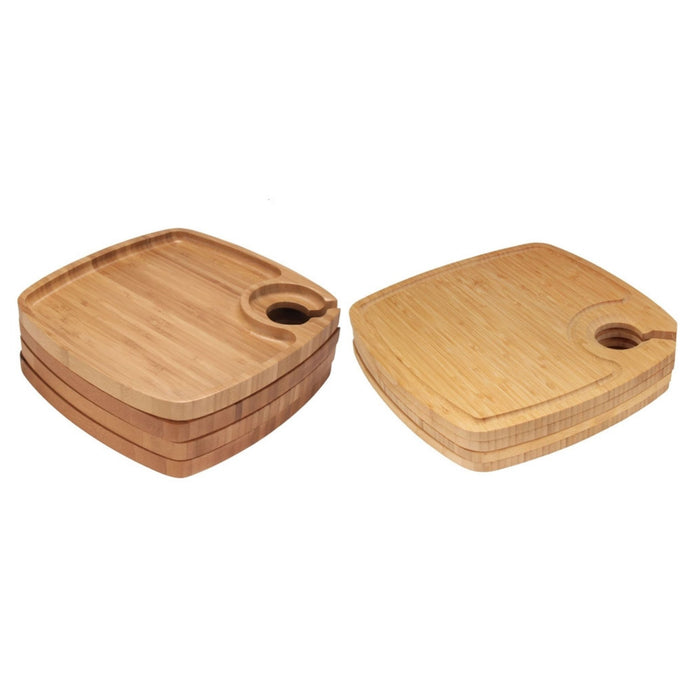 Bamboomn Reusable Bamboo Wine Glass Holder Plates