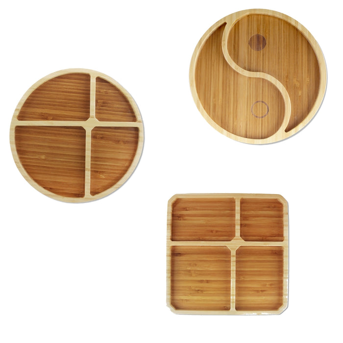 bamboomn Reusable Divided Bamboo Plates