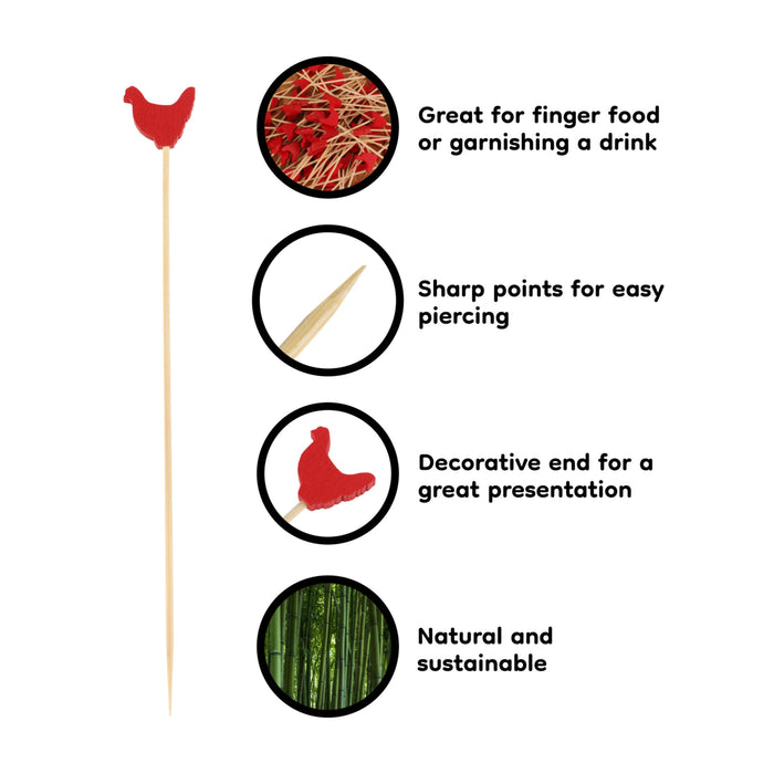 Bamboomn Rooster Bamboo Food Picks
