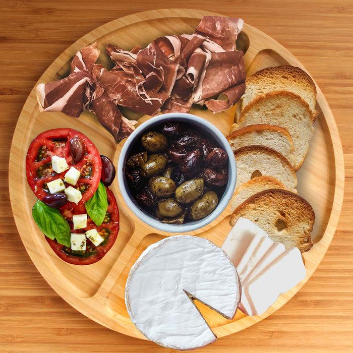 Bamboomn Round 5 Compartment Bamboo Serving Tray