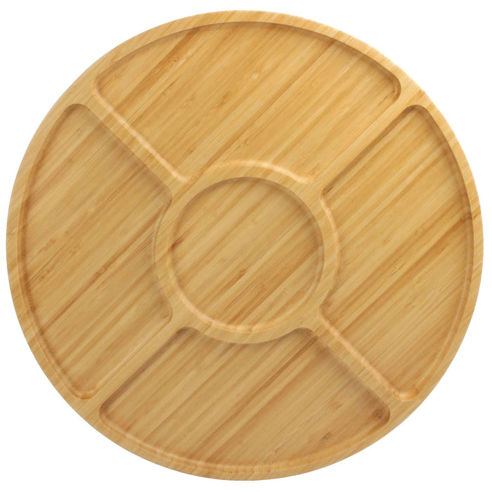 Bamboomn Round 5 Compartment Bamboo Serving Tray