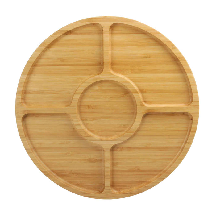 bamboomn Round 5 Compartment Bamboo Serving Tray