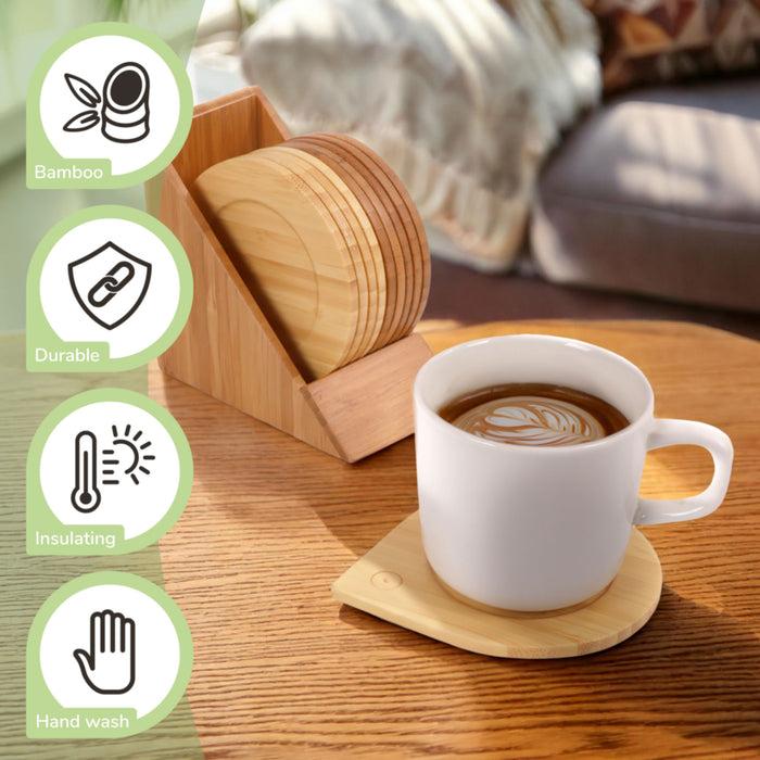Bamboomn Round Coasters With Holder