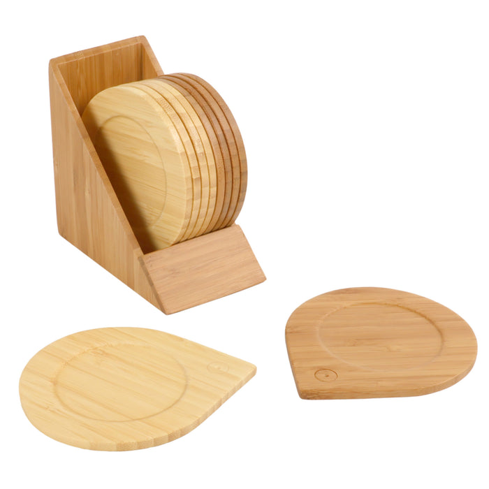 bamboomn Round Coasters with Holder