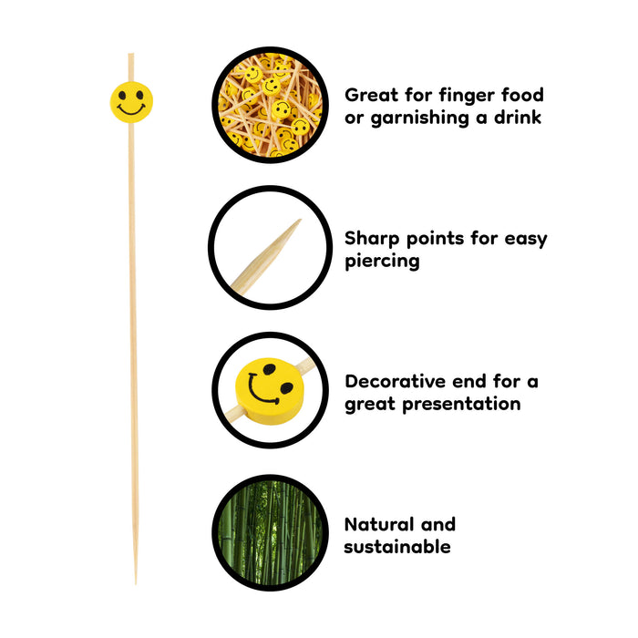 Bamboomn Smiley Face Bamboo Food Picks