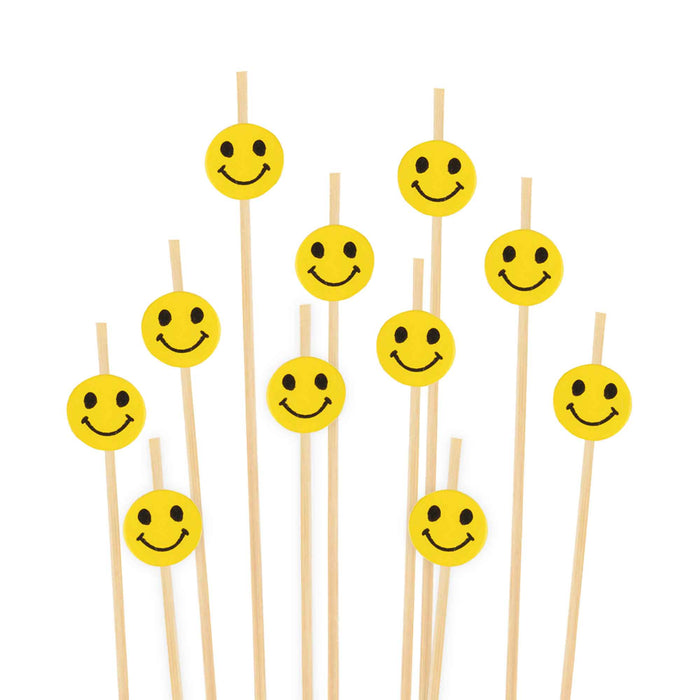 bamboomn Smiley Face Bamboo Food Picks