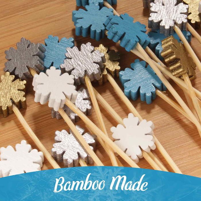Bamboomn Snowflake Bamboo Food Picks