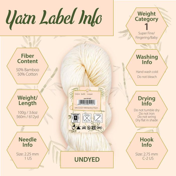 Bamboomn Undyed Baby Soft Bamboo Cotton Yarn