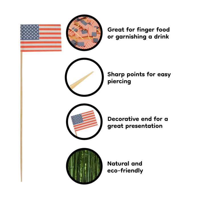 Bamboomn USA Flag Bamboo Food Picks