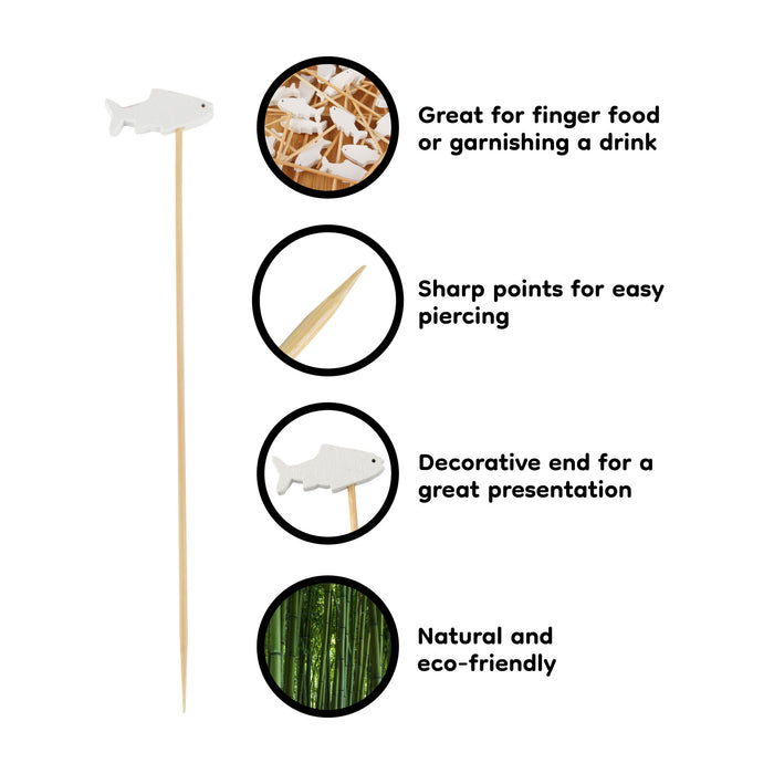 Bamboomn White Fish Bamboo Food Picks