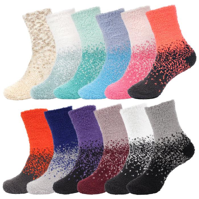 bamboomn Women's Fuzzy Gradient Home Socks - 12 Pair