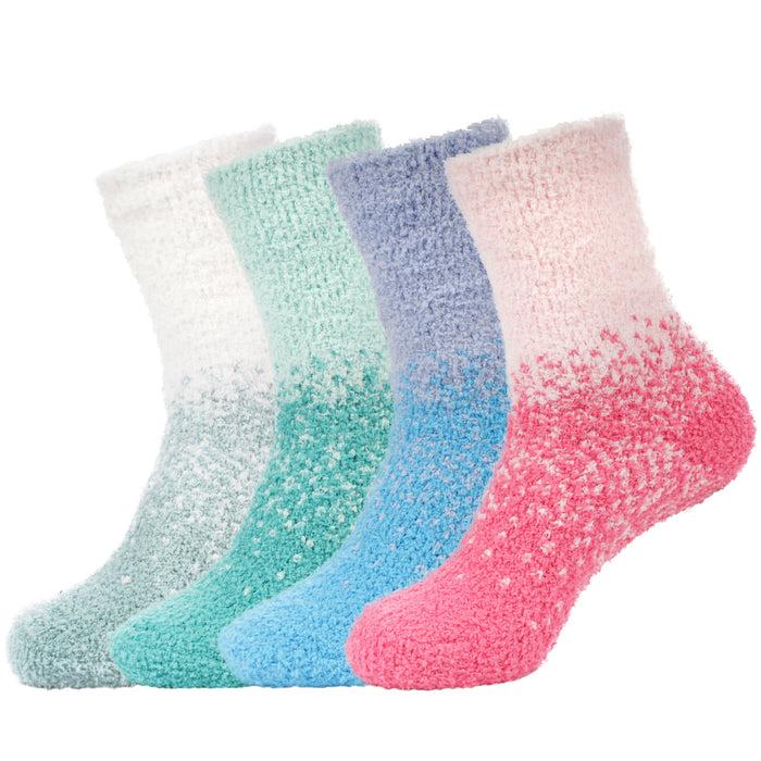 bamboomn Women's Fuzzy Gradient Home Socks - 4 Pair