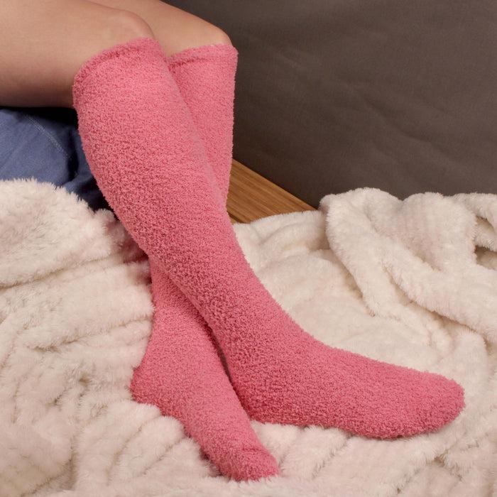 Bamboomn Women's Fuzzy Patterned Knee High Socks