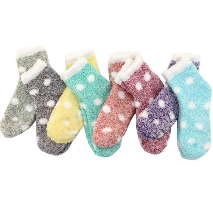 Bamboomn Women's Fuzzy Polka Dot Cuff Socks