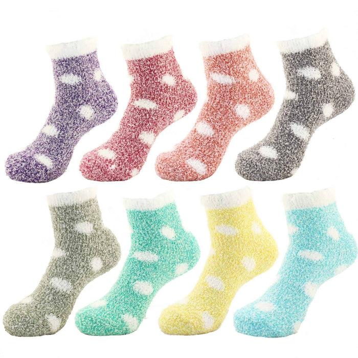 bamboomn Women's Fuzzy Polka Dot Cuff Socks