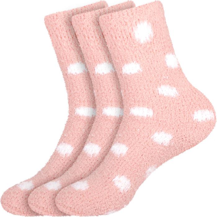 bamboomn Women's Fuzzy Polka Dots Socks - 3 Pair