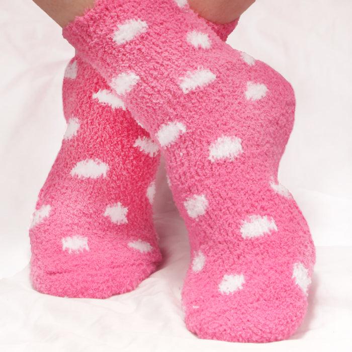 Bamboomn Women's Fuzzy Polka Dots Socks: 4 Pairs